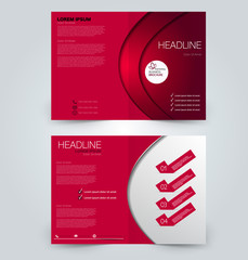 Fold brochure template. Flyer background design. Magazine cover, business report, advertisement pamphlet.  Red color.