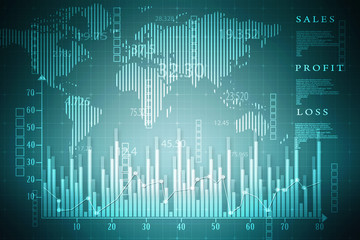 2d rendering Stock market online business concept. business Graph 