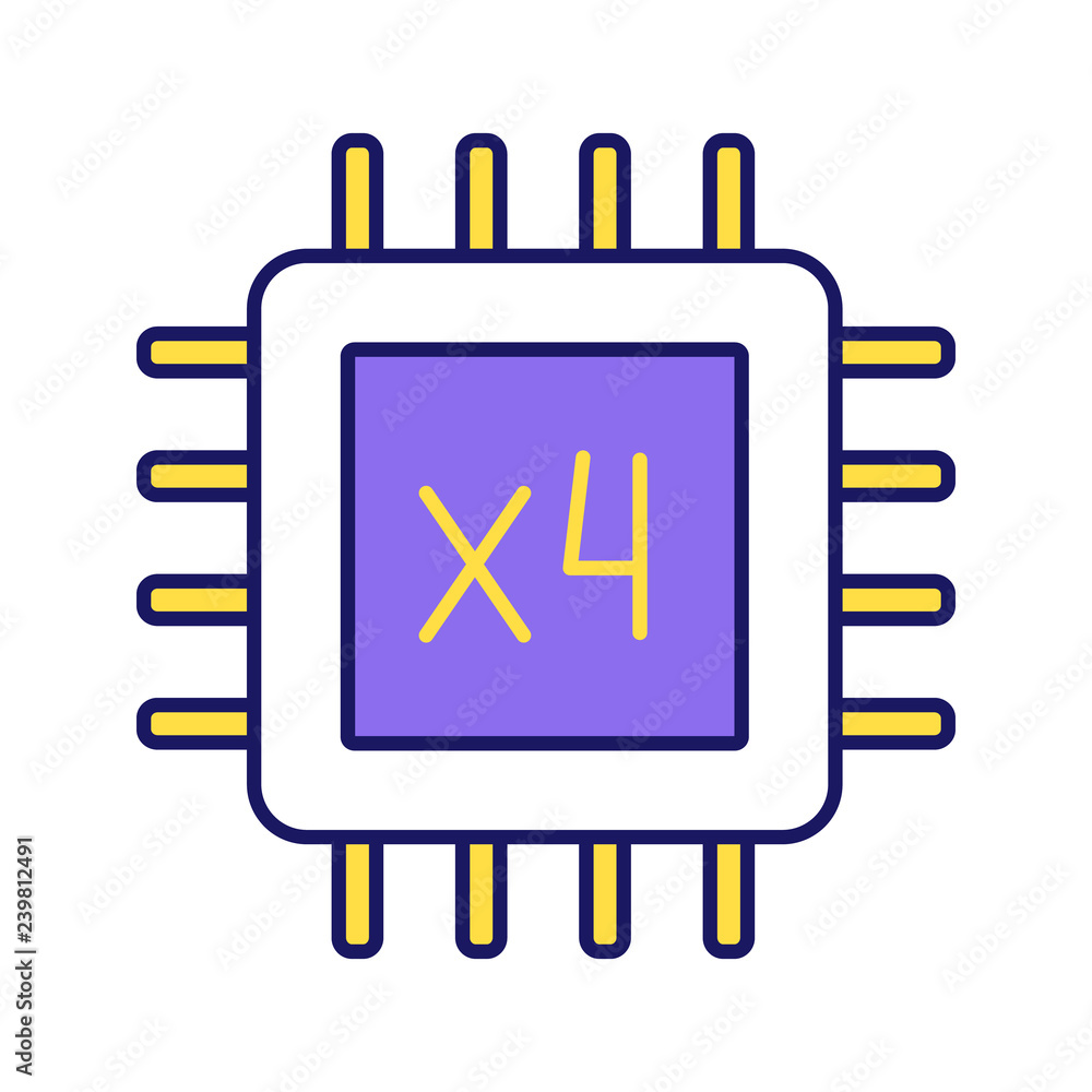 Poster quad core processor color icon