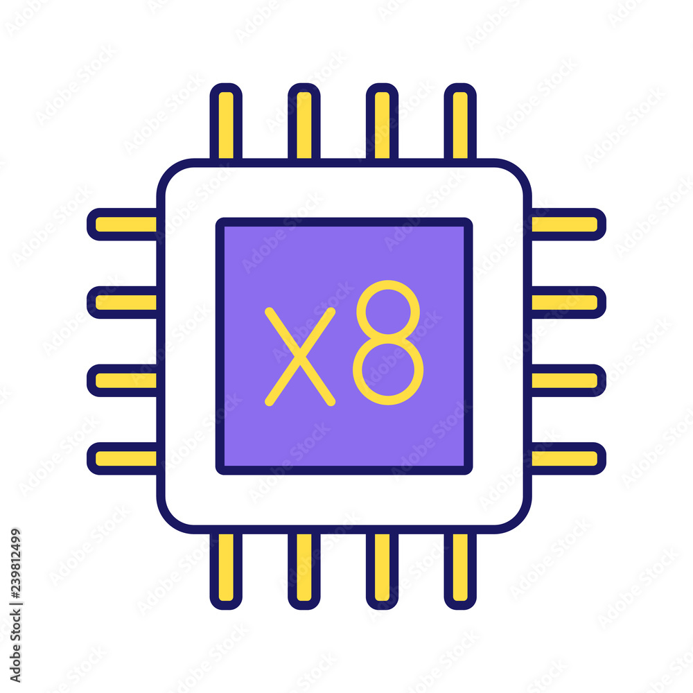 Poster octa core processor color icon