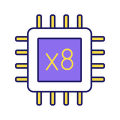 Octa core processor color icon