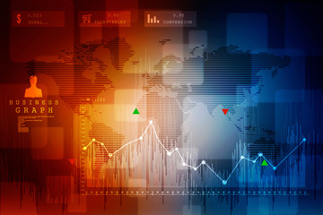 2d rendering Stock market online business concept. business Graph 