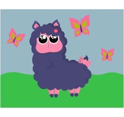 lama with butterfly