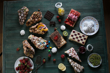 waffles desert  cake fruit