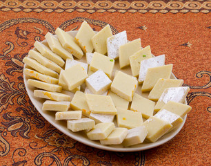 Indian Special Sweet Food Kaju Katli Also Called Kaju Barfi or Kesar Kaju Katli is an all Time Favorite Traditional Mithai
