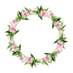 Pink peony watercolor background illustration set. Watercolour drawing fashion aquarelle isolated. Frame border ornament square.