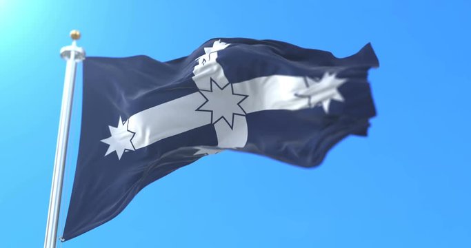 Eureka war flag of Eureka Rebellion used at Ballarat, Victoria, Australia. Loop