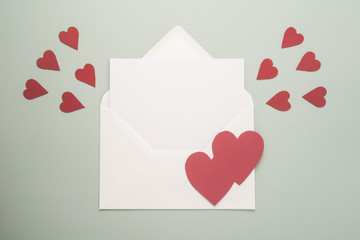 White envelope with hearts 