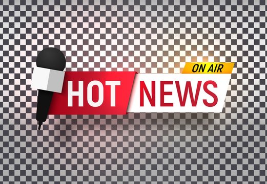 Isolated heading of Hot news. Template title bar of news on transparent background. Vector illustration