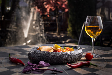 red wine and seafood