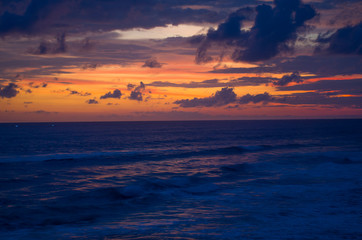 Sunset on the coast of the Indian Ocean in Sri Lanka