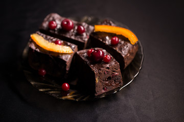chocolate cake with cherries