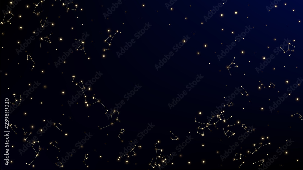 Wall mural constellation map. gradient blue galaxy pattern. beautiful cosmic sky with many stars. astronomical 
