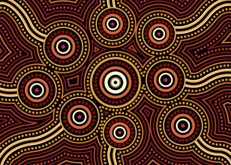 Aboriginal dot art vector background. Connection concept
