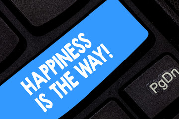 Word writing text Happiness Is The Way. Business concept for Always be happy and get to accomplish your goals Keyboard key Intention to create computer message pressing keypad idea