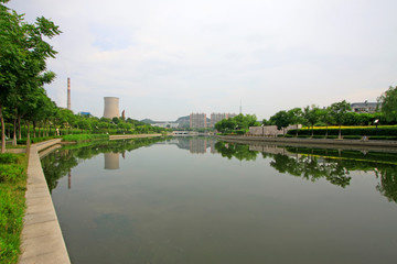 Fototapeta na wymiar industrial building by the DouHe River shore in Tangshan City, China