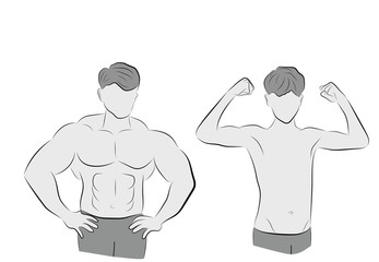 Fototapeta premium fat and thin athletes. playing sports. vector illustration.