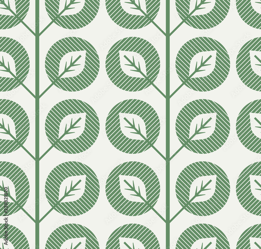 Poster seamless pattern with abstract leaves in retro style