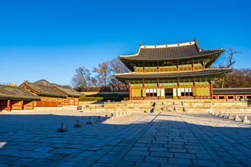 Beautiful architecture building Changdeokgung palace in Seoul city