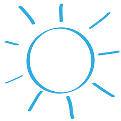 Handgezeichnete Sonne in blau