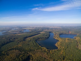 Obraz premium Aerial view of beautiful landscape of Mazury region - Krzywa Kuta Lake, Poland