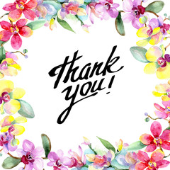 Orchid Floral botanical flower. Watercolor spring leaf wildflower isolated. Frame border ornament square.