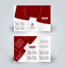 Brochure template. Business trifold flyer.  Creative design trend for professional corporate style. Vector illustration. Red color.