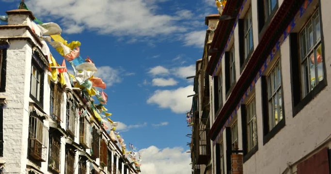 4k famous barkhor street building in lhasa,tibet.