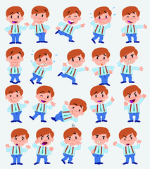 Cartoon character businessman in casual style. Set with different postures, attitudes and poses, doing different activities in isolated vector illustrations.