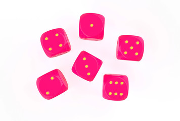 realistic game dice icon in flight closeup isolated on white background. Casino gambling design template for app, web, infographics, advertising, mock up etc. 3d illustration
