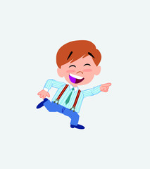 Businessman in casual style running smiling.