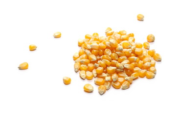 Corn kernels isolated on white background