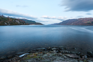 landscape view Loch Ness in the Highlands of Scotland 