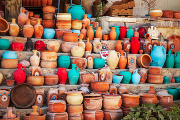 Fototapeta premium Ceramics souvenirs on the streets of Cappadocia.