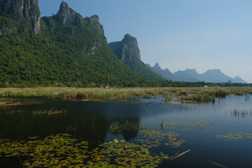 lake in the mountains view in Khao Sam Roi Yot National Park