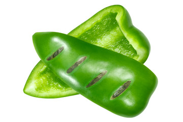 Grilled green bell pepper slices, paths, top