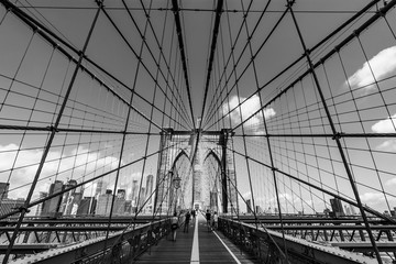 Fototapeta na wymiar View of historic Brooklyn Bridge in New York City