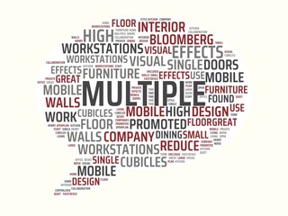 wordcloud with the main word multiple and associated words, abstract illustration