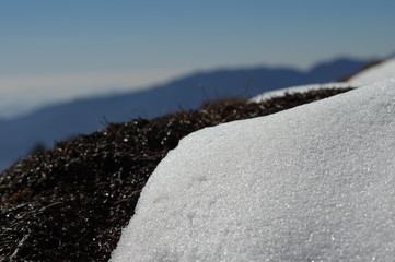 Macro view of iced up snow