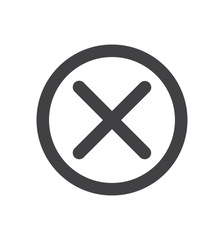 Cross X icon line isolated on white background circle symbol vector illustration   in a circle
