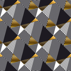 Abstract gold and black geometric seamless pattern