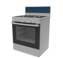 Fototapeta premium Stainless Steel 4-Burners Gas Cooking Range. 3d illustration 