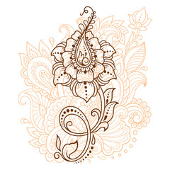 Mehndi flower pattern for Henna drawing and tattoo. Decoration in ethnic oriental, Indian style.