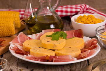 Speck ham and polenta.