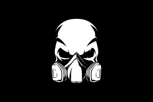 gas mask painting skull head vector template