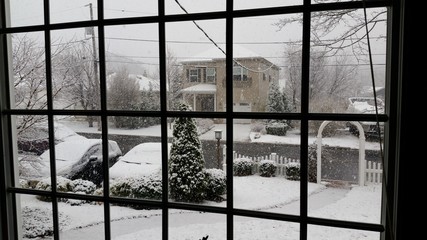 Snow through window
