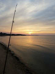Sunset and fishing rod