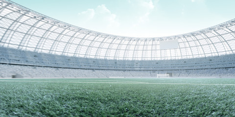 Soccer stadium,turquoise and hi-key toning photorealistic 3d illustration, 3d render