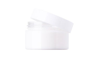  close up of beauty cream container on white background