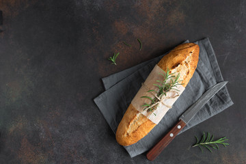 Baguette bread with rosemary